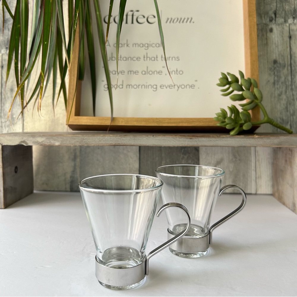 🌴Bormioli Rocco Oslo Espresso Glass Cups Set Two  3.75 Oz